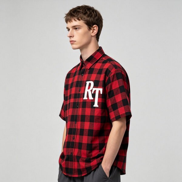 Custom Plaid Color-Block Streetwear Shorts - Style B5B353 - product detail view 4