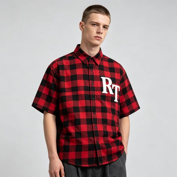 Custom Plaid Color-Block Streetwear Shorts - Style B5B353 - product detail view 5