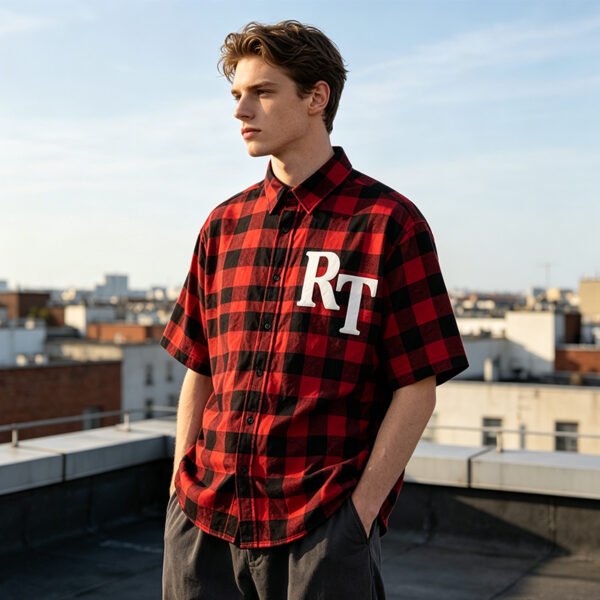Custom Plaid Color-Block Streetwear Shorts - Style B5B353 - product detail view 8