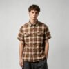 Custom Brown Plaid Dual-Pocket Short-Sleeve Shirt | VW-00784 - Style 00784D - product detail view 2 Custom Brown Plaid Dual-Pocket Short-Sleeve Shirt | VW-00784 - Style 00784D - product detail view 2