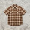 Custom Brown Plaid Dual-Pocket Short-Sleeve Shirt | VW-00784 - Style 00784D - product detail view 9 Custom Brown Plaid Dual-Pocket Short-Sleeve Shirt | VW-00784 - Style 00784D - product detail view 9
