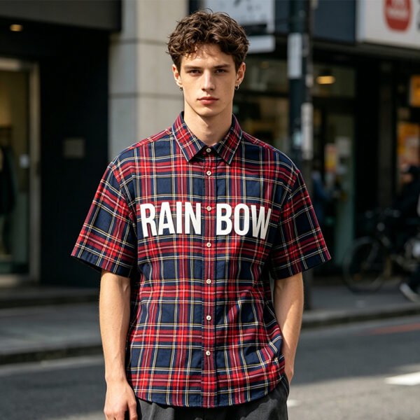 Custom Plaid Oversized Short-Sleeve Shirt - Style B6C993 - product detail view 7 Custom Plaid Oversized Short-Sleeve Shirt - Style B6C993 - product detail view 7