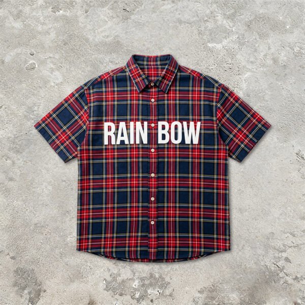 Custom Plaid Oversized Short-Sleeve Shirt - Style B6C993 - product detail view 9 Custom Plaid Oversized Short-Sleeve Shirt - Style B6C993 - product detail view 9