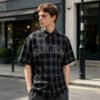 Custom Black Plaid Oversized Shorts - Style 288507 - product detail view 2 Custom Black Plaid Oversized Shorts - Style 288507 - product detail view 2