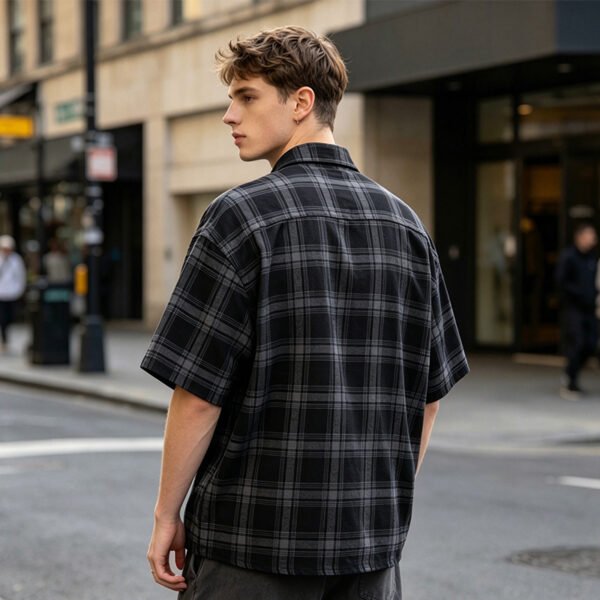 Custom Black Plaid Oversized Shorts - Style 288507 - product detail view 3 Custom Black Plaid Oversized Shorts - Style 288507 - product detail view 3