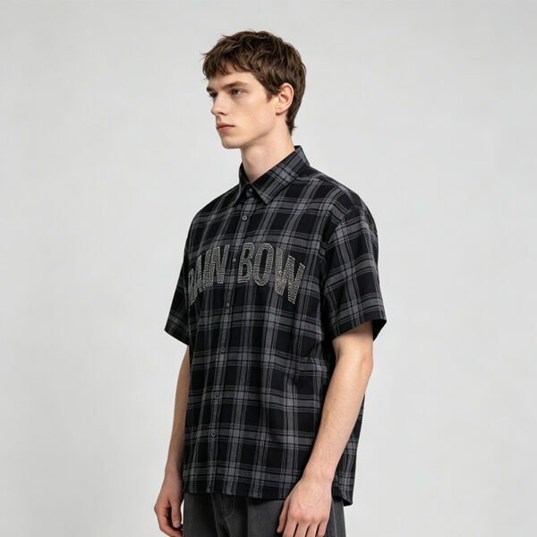 Custom Black Plaid Oversized Shorts - Style 288507 - product detail view 5 Custom Black Plaid Oversized Shorts - Style 288507 - product detail view 5