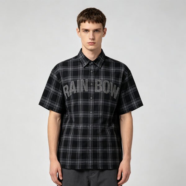 Custom Black Plaid Oversized Shorts - Style 288507 - product detail view 7 Custom Black Plaid Oversized Shorts - Style 288507 - product detail view 7