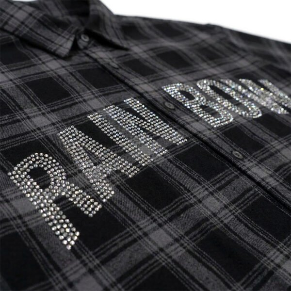 Custom Black Plaid Oversized Shorts - Style 288507 - product detail view 8 Custom Black Plaid Oversized Shorts - Style 288507 - product detail view 8