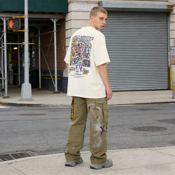 Custom Plaid Patchwork Cargo Pants - Style 8B20F2 - product detail view 7