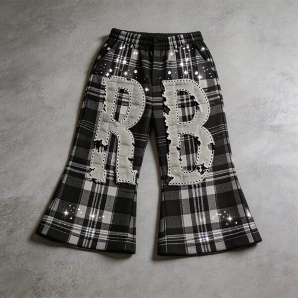 Custom Plaid Rhinestone Applique Capri Pants - Style D57282 - product detail view 4
