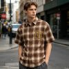 Custom Plaid Rhinestone Short-Sleeve Shirt - Style 85E971 - product detail view 5