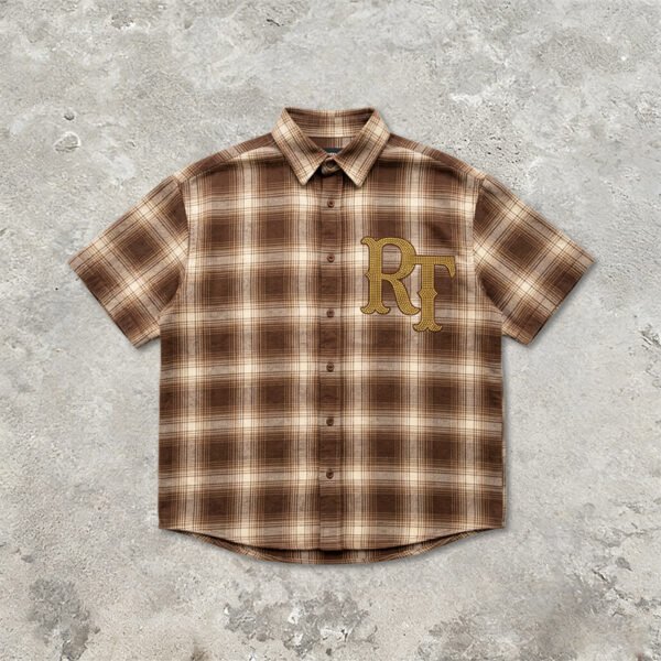 Custom Plaid Rhinestone Short-Sleeve Shirt - Style 85E971 - product detail view 10