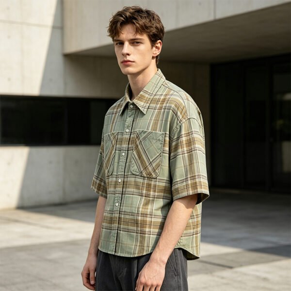Custom Plaid Screen Print Utility Shorts - Style CEA126 - product detail view 6 Custom Plaid Screen Print Utility Shorts - Style CEA126 - product detail view 6