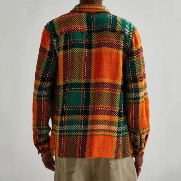 Custom Orange Plaid Shirt Jacket - VW-E1052 - Style E1052D - product detail view 4