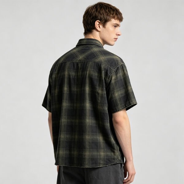 Custom Garment-Washed Plaid Shirt | - Style 0BBF9F - product detail view 2 Custom Garment-Washed Plaid Shirt | - Style 0BBF9F - product detail view 2