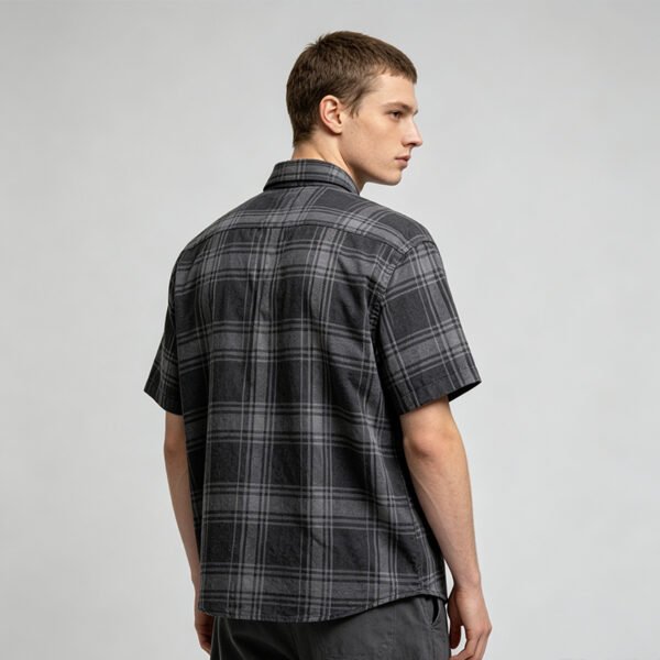 Custom Plaid Short-Sleeve Overshirt | - Style C46EFE - product detail view 4 Custom Plaid Short-Sleeve Overshirt | - Style C46EFE - product detail view 4