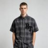 Custom Plaid Short-Sleeve Overshirt | - Style C46EFE - product detail view 6 Custom Plaid Short-Sleeve Overshirt | - Style C46EFE - product detail view 6