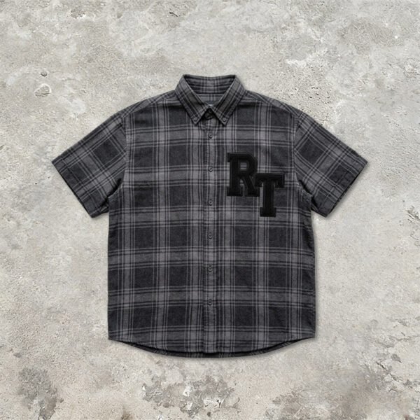 Custom Plaid Short-Sleeve Overshirt | - Style C46EFE - product detail view 10 Custom Plaid Short-Sleeve Overshirt | - Style C46EFE - product detail view 10