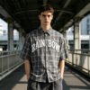 Custom Plaid Silicone Detail Woven Shorts - Style C20E3C - product detail view 8