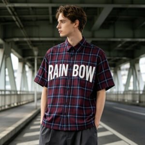 Custom Plaid Silicone Print Textured Shorts - VW-93D4 - Style 93D44A