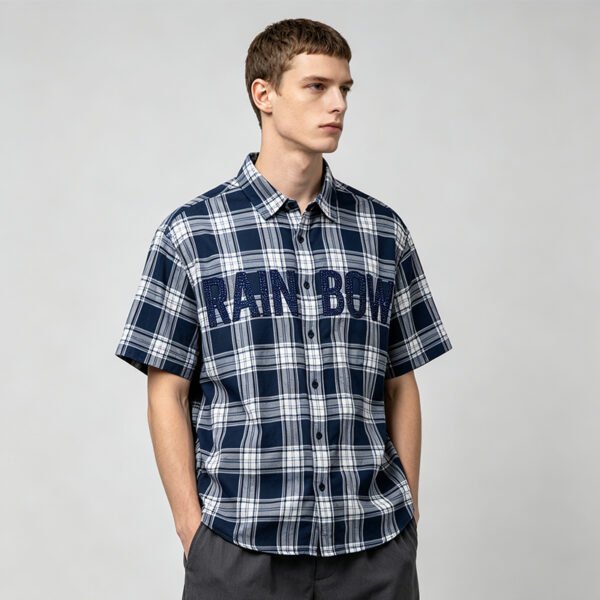 Custom Plaid Streetwear Shorts With Controlled Topstitching - Style C12953 - product detail view 2