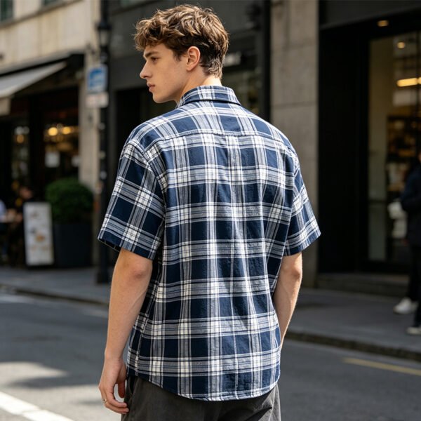 Custom Plaid Streetwear Shorts With Controlled Topstitching - Style C12953 - product detail view 5