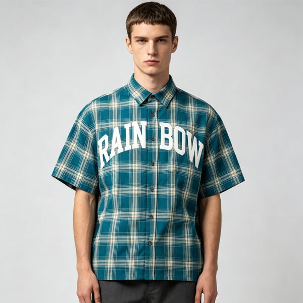 Custom Teal Plaid Wash Shorts - Style 828928 - product detail view 4