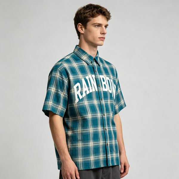 Custom Teal Plaid Wash Shorts - Style 828928 - product detail view 6