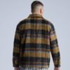 Custom Plaid Zip-Front Shirt Jacket A95088B7 - Style A95088 Back view of a man wearing a custom plaid zip-front shirt jacket.