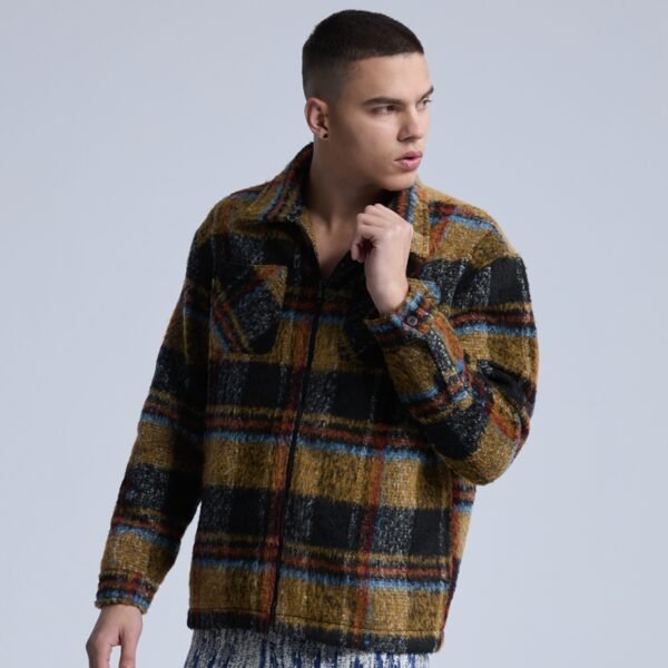 Custom Plaid Zip-Front Shirt Jacket A95088B7 - Style A95088 - product detail view 3 Custom Plaid Zip-Front Shirt Jacket A95088B7 - Style A95088 - product detail view 3