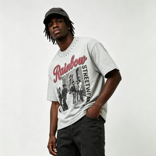 Custom Vintage Rivet-Wash Oversized T-Shirt - Style 1FC18D