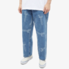 Custom Printed Relaxed Blue Denim Jeans | VW-BDE92C - Style BDE92C Blue printed straight-leg denim jeans with all-over pattern
