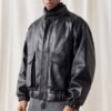 Custom PU Leather Panel Bomber Jacket - Style 645915 - product detail view 2 Custom PU Leather Panel Bomber Jacket - Style 645915 - product detail view 2