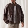 Custom PU Leather Panel Bomber Jacket - Style 645915 - product detail view 4 Custom PU Leather Panel Bomber Jacket - Style 645915 - product detail view 4