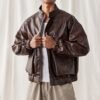 Custom PU Leather Panel Bomber Jacket - Style 645915 - product detail view 5 Custom PU Leather Panel Bomber Jacket - Style 645915 - product detail view 5