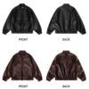 Custom PU Leather Panel Bomber Jacket - Style 645915 - product detail view 6 Custom PU Leather Panel Bomber Jacket - Style 645915 - product detail view 6