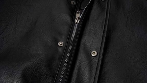 Custom PU Leather Panel Bomber Jacket - Style 645915 - product detail view 10 Custom PU Leather Panel Bomber Jacket - Style 645915 - product detail view 10