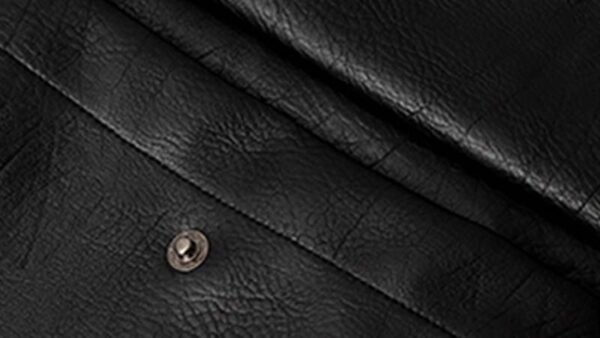 Custom PU Leather Panel Bomber Jacket - Style 645915 - product detail view 11 Custom PU Leather Panel Bomber Jacket - Style 645915 - product detail view 11