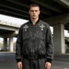 Custom Vintage PU Leather Patch Varsity Jacket - Style 9F1D99 - product detail view 4