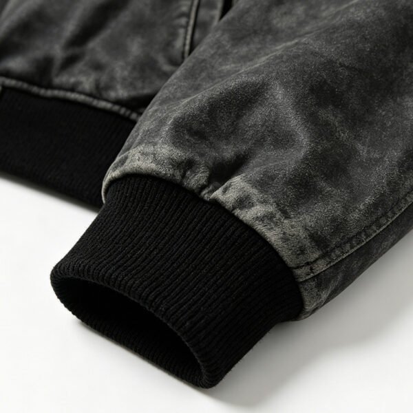 Custom Vintage PU Leather Patch Varsity Jacket - Style 9F1D99 - product detail view 5
