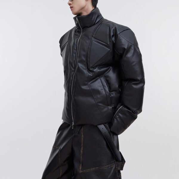 Custom PU Panel Puffer Jacket - Style 6ACCFC - product detail view 2