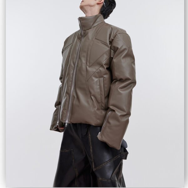 Custom PU Panel Puffer Jacket - Style 6ACCFC - product detail view 4