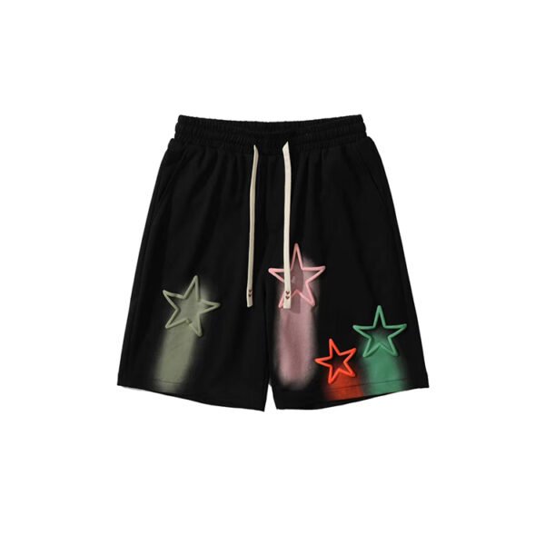 Custom Star Puff Print French Terry Shorts - Style 54C914 - product detail view 2 Custom Star Puff Print French Terry Shorts - Style 54C914 - product detail view 2