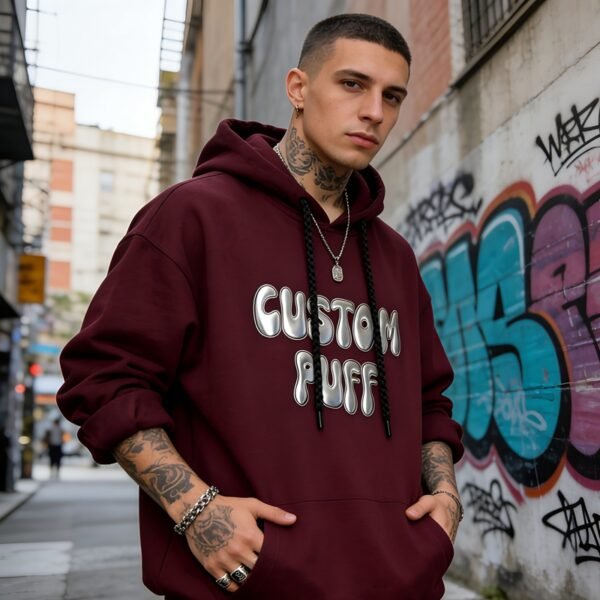 Custom Puff Print Pullover Hoodie - Style 50F22C - product detail view 4 Custom Puff Print Pullover Hoodie - Style 50F22C - product detail view 4