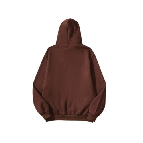 Custom Brown Pullover Hoodie with Ribbed Hem - Style 82E476 Custom brown pullover hoodie with ribbed hem