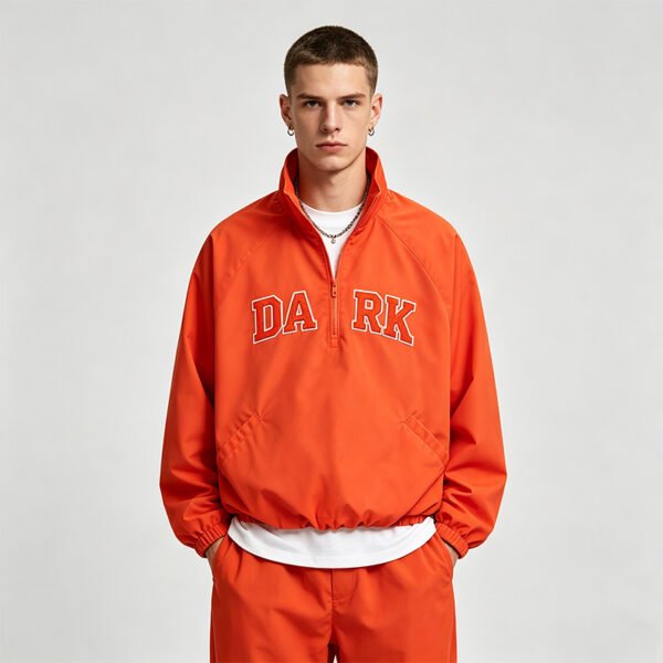 Custom Orange Quarter-Zip Windbreaker VW-F2CC - Style F2CC5C - product detail view 4 Custom Orange Quarter-Zip Windbreaker VW-F2CC - Style F2CC5C - product detail view 4