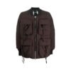 Brown quilted multi-pocket cargo bomber jacket