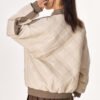 Custom Quilted Contrast Panel Moto Jacket - Style 1CE50F - product detail view 5