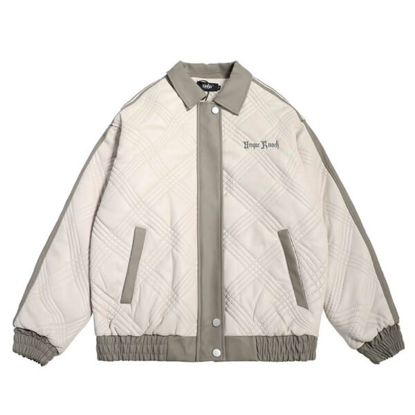 Custom Quilted Contrast Panel Moto Jacket - Style 1CE50F - product detail view 6