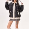 Custom Quilted Contrast Panel Moto Jacket - Style 1CE50F - product detail view 7